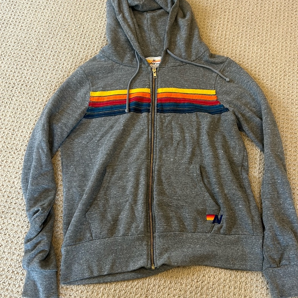 Aviator Nation grey 5 stripe zipup - Size M